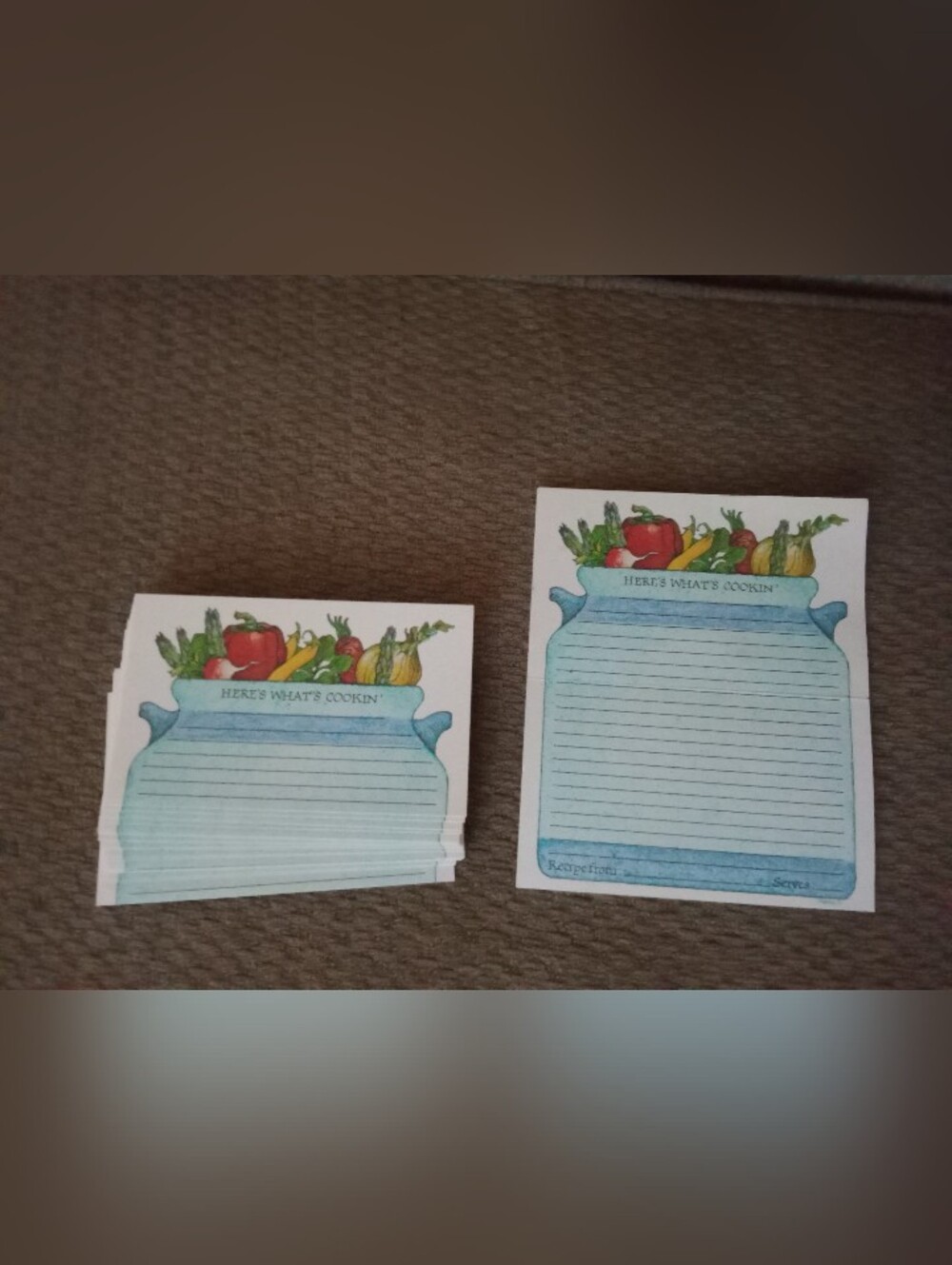 Vintage Recipe Cards For Standard Size Recipe Box Vegetable Design 1970s 70s